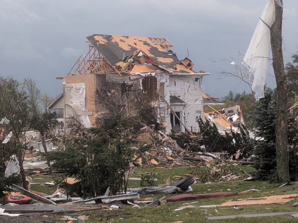 A photo of the destruction after the storm.